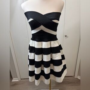 Alythea Black and White Strapless Mini Dress